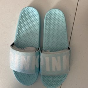 NWOT Victoria’s Secret PINK Slide Sandal Aqua sz M